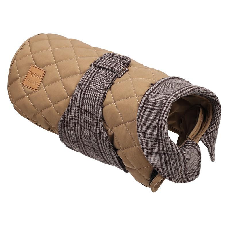 Pet Cotton Coat Winter Warm Windproof Outerwear In Classic Preppy Style