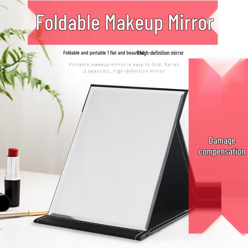 Meebordi Large Foldable Portable PU Makeup Mirror