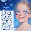 Adesivos de Estrela com Strass Azul para Maquiagem de Show - Autoadesivos, Design de Pedra Preciosa de Cinco Pontas para Meninas.
