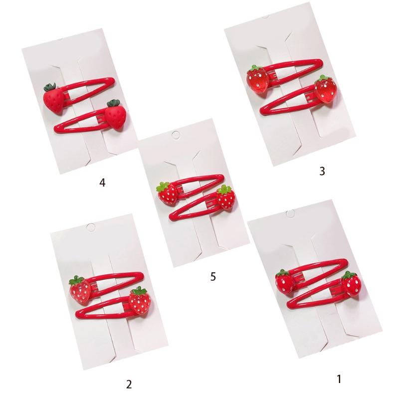 3D Strawberry Hair Clips Non-Slip Cartoon Fruit Clip Fruit Resin Side Clips Sweet Barrette Accessories Ponytail Holder