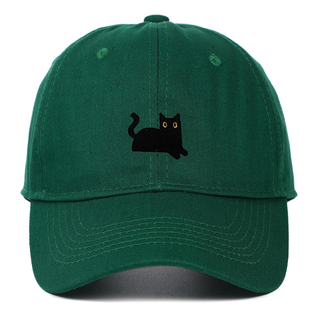 Black Cat Embroidery Soft Brim Baseball Cap - Unisex Summer Sun Hat, Outdoor Hip Hop Style
