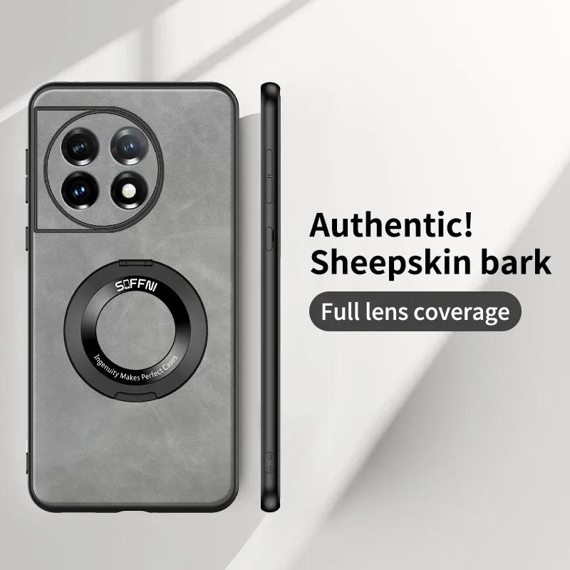 For OnePlus 13 12 11 One Plus 11 12 G For Skin Leather Matte Wireless Charging Ring Magnetic ShockProof Cover