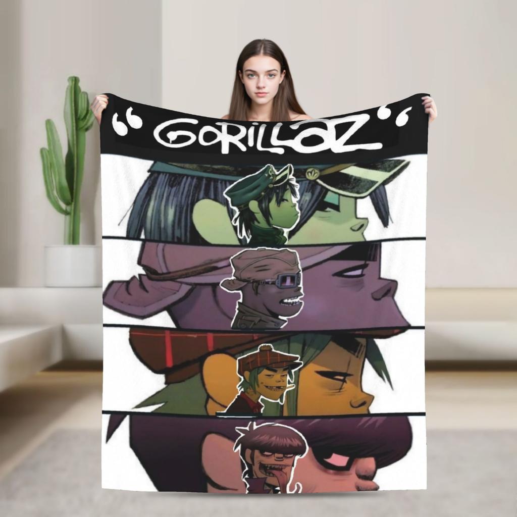 G-Gorillaz Music Band Blankets  Super Warm Fluffy Plush Bedding Throws For Kids Adult Couch Chair Sofa Bed Bedspread Bed Cover