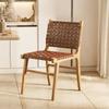 Nordic Wooden Rattan Lightweight Luxury Balcony Chair Rope-Woven Lazy Recliner Stylish Saddle Backrest Seat