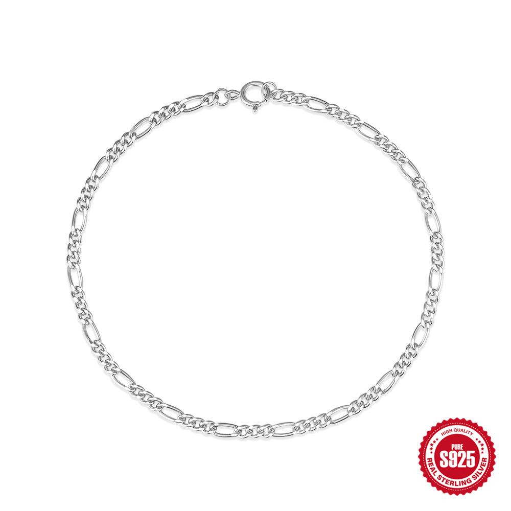 

Стильный и простой стиль S925 стерлингового серебра темперамент Фигаро цепь с характерным браслетом для женщин 925 Silver белого золота