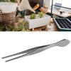 2PCS Silver Bonsai Tweezers Stainless Steel Serrated Tweezers Straight Tweezers  Moss Maintenance