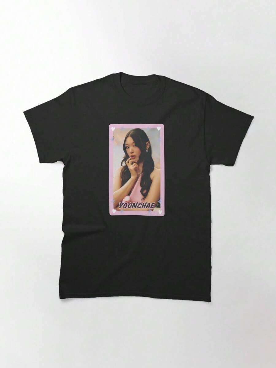 Photocard Poka Yoonchae Pink Dress Classic TShirt 100 Breathable Round Neck Casual ShortSleeve S