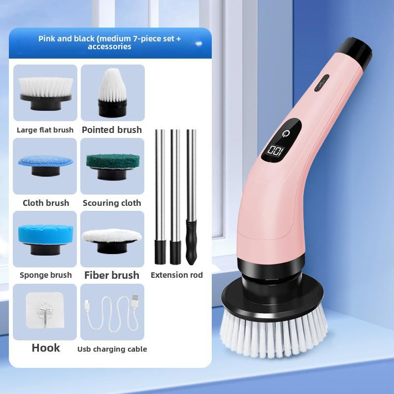 9-in-1 Electric Bathroom Cleaning Brush with Dual-Length Handles