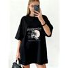 Oversized T Shirt Black Salem Book Club Witch Moon Print For Casual Wear And Halloween Party