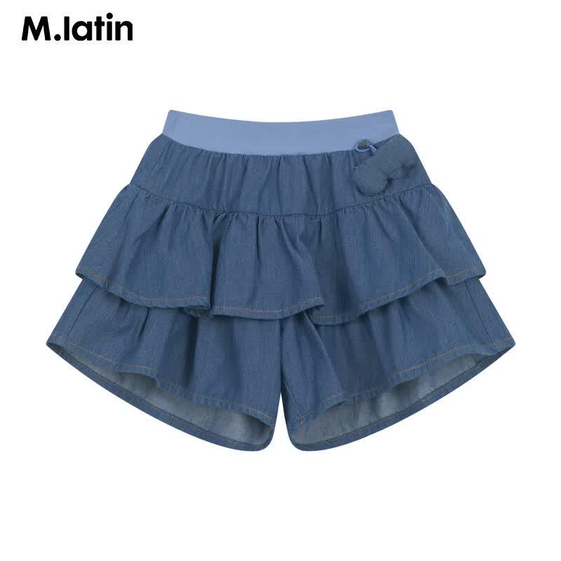 M.Latin Little Girls' Ribbed Waist Denim Tiered Skirt