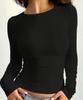 European/American Autumn Versatile Solid Color Long Sleeve Pullover T-Shirt