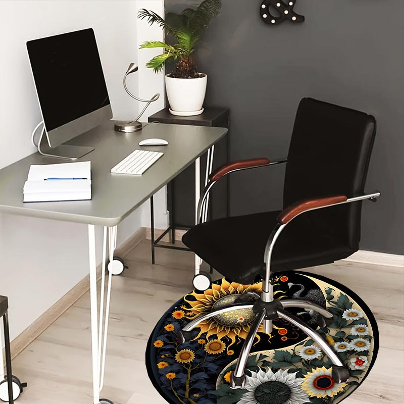 

1pc Office Carpet Chair Mats Yin Yang Floral Harmony Perfect for Decorating Office Chairs, Living Rooms, Or Bedrooms.YDT129 80cm by 80cm