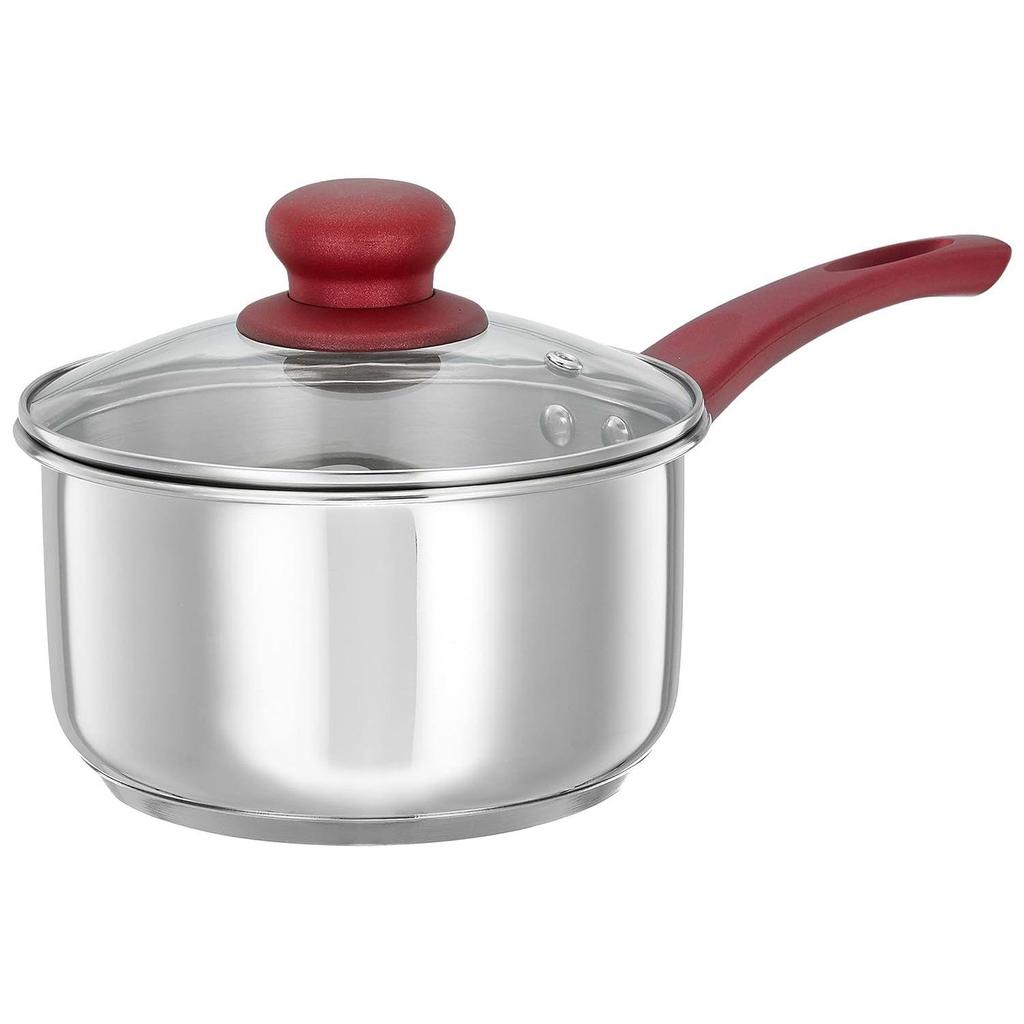 Stainless Steel Heavy Bottom Sauce Pan with Glass Lid|Three Layer Impact Forged Bottom for Durability|Premium Look with Soft Touch Handles&Knob