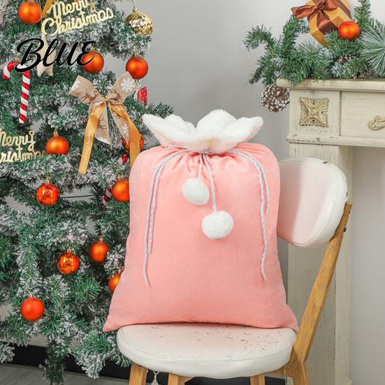 Customizable Holiday Party Favors Christmas Velvet Santa Gift Bag 19 x 26 Inch Large Drawstring Hand Painted Craft Supply Bags Claus Reusable