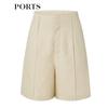PORTS Women's Fawn Brown Linen Bermuda Shorts