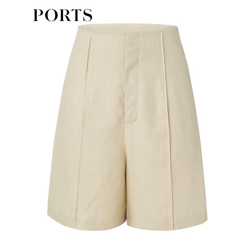 PORTS Women's Fawn Brown Linen Bermuda Shorts