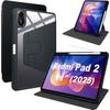Case for Xiaomi Redmi Pad 2 11 Inch 2025, 360 Rotating Cover with Stylus Holder - Black