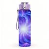 1PC Purple Blue Swirl Galaxy Nebula Print 750ml Color Plastic Sports Water Bottle Leakproof Flip Straw Lid Suitable for Sports Office Home Use