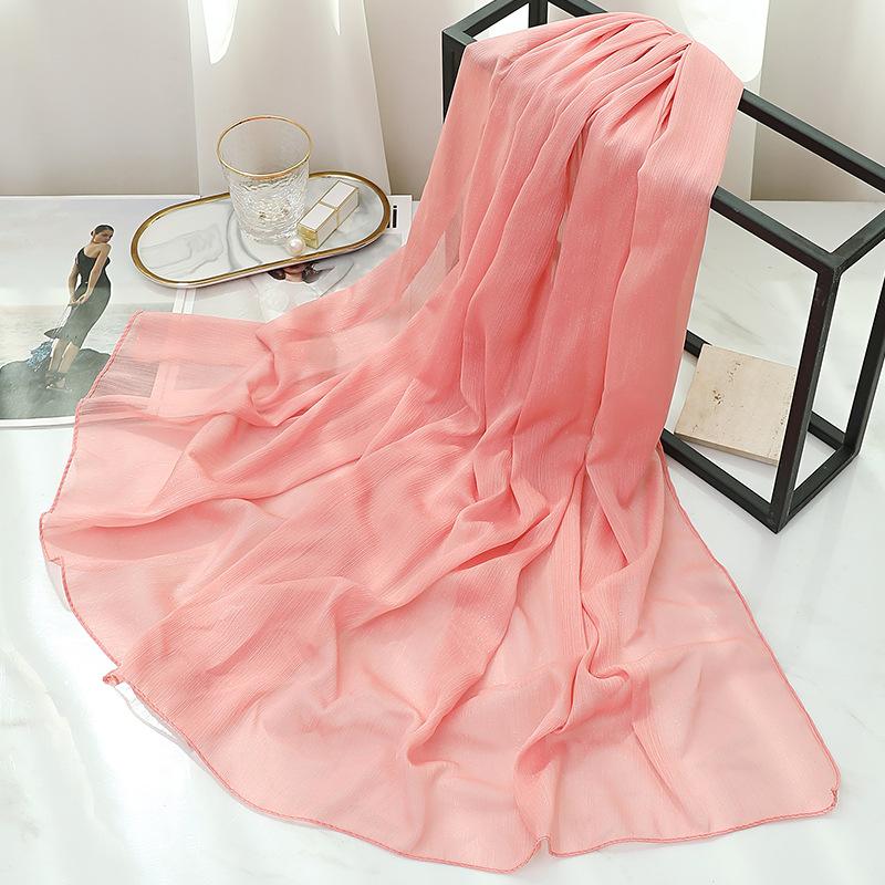 170X70Cm Silk Scarf Shawl Solid Southeast Asian Headscarf Large Travel Shawl Versatile Textured Chiffon Scarf Wrap Poncho Hijabs