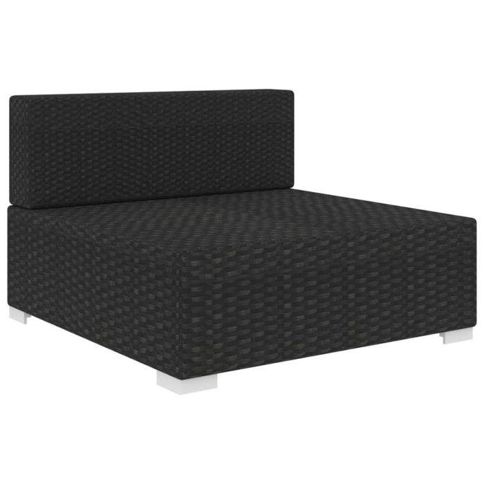Siège central sectionnel - vidaXL - Noir - Résine tressée - 70x70x52,5 cm - Confortable et modulable