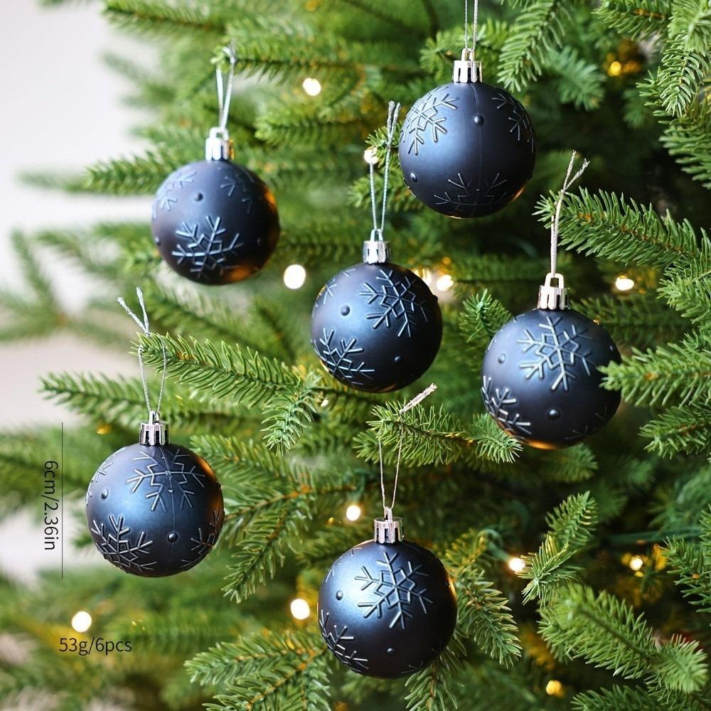 6PCS New 6cm Christmas Ball Pendant Matte Plastic Xmas Tree Charm Snowflake Reusable Plastic Balls for Christmas Celebration