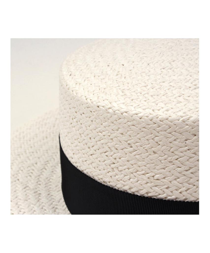 Black Metal White Flat Panama Hat