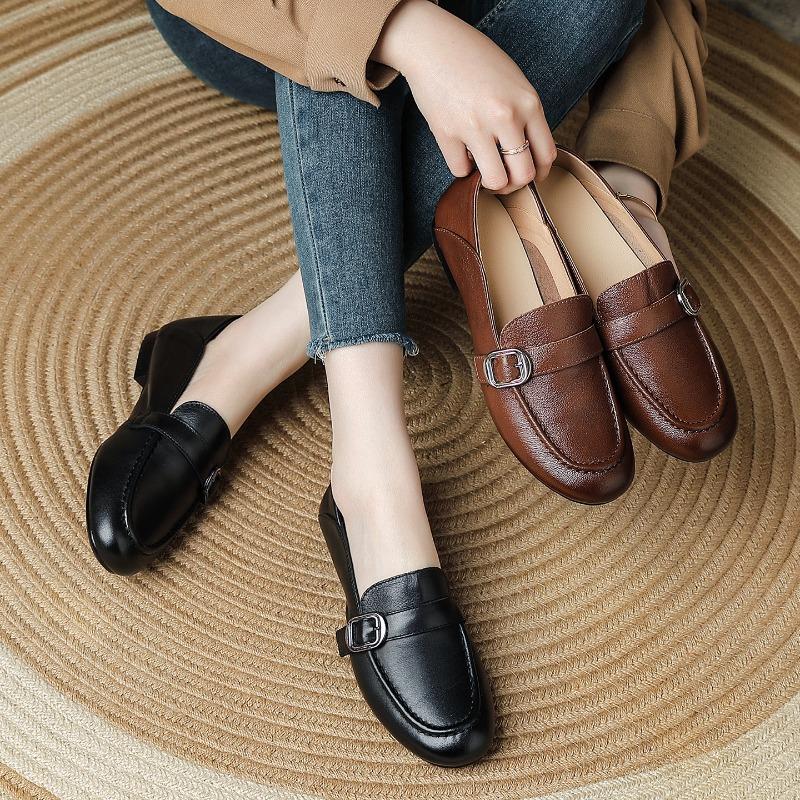 The First Layer of Cowhide Single Shoes Spring New Retro Small Leather Shoes Fashion Versatile Women's Shoes Genuine Leather Summer