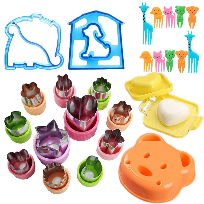 Stainless Steel Kids Sandwich Cutter Set 25-Piece Multicolor Snack Tools Bread Mold Bento Accessories