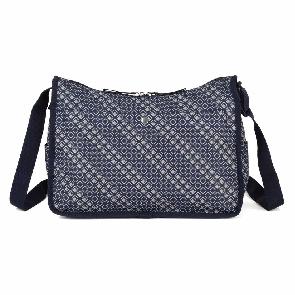 Hiromichi Nakano Fesli Shoulder Bag with Back Navy 17522 Women's Pocket, (Geometric Pattern), No.