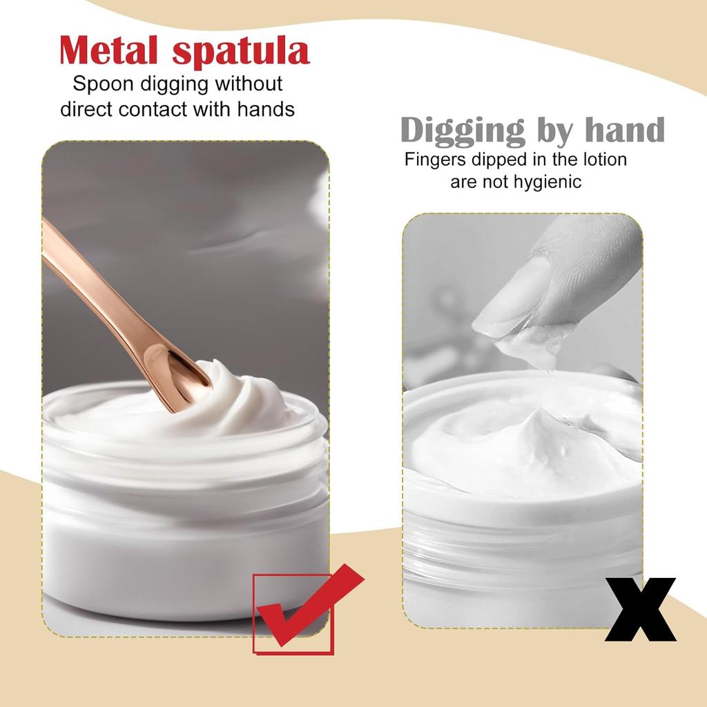 3 Pack Zinc Alloy Facial Cream Spoon, Cosmetic Spatula for Skincare - Silver Gold Rose Gold Mini Beauty Scoop for Eye Cream & Mask Application