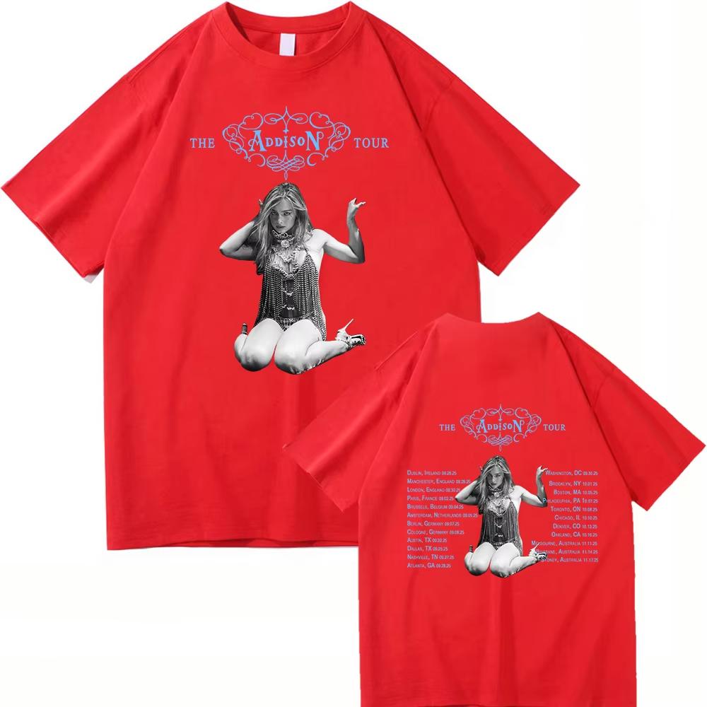 2025 The Addison Tour 2025 TShirt Addison Rae Retro UnisexWomen Clothing Retro Harajuku High Quality Clothes Vintage Cotton TShirt