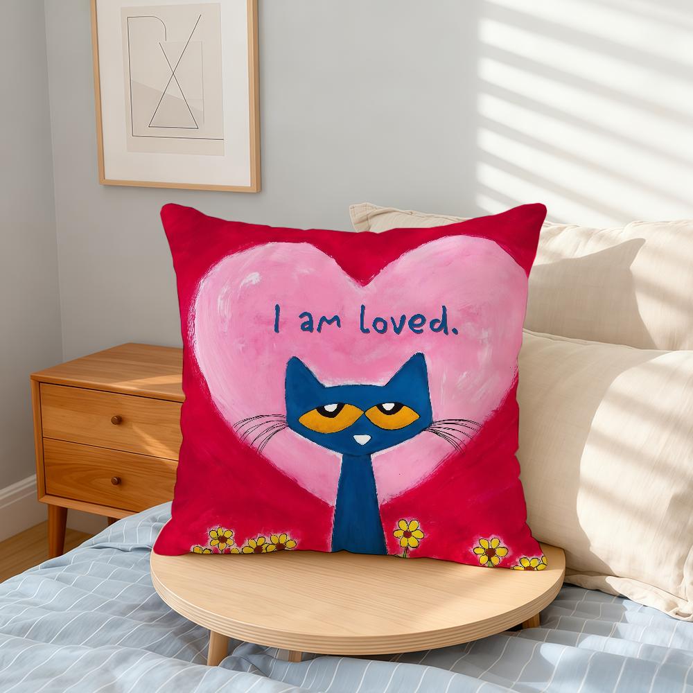 Süßer Cartoon P-Pete The Cat Kissenbezug Home Office Praktisch Nordische Schlichtheit Treffer Mit Reißverschluss Kissenbezug