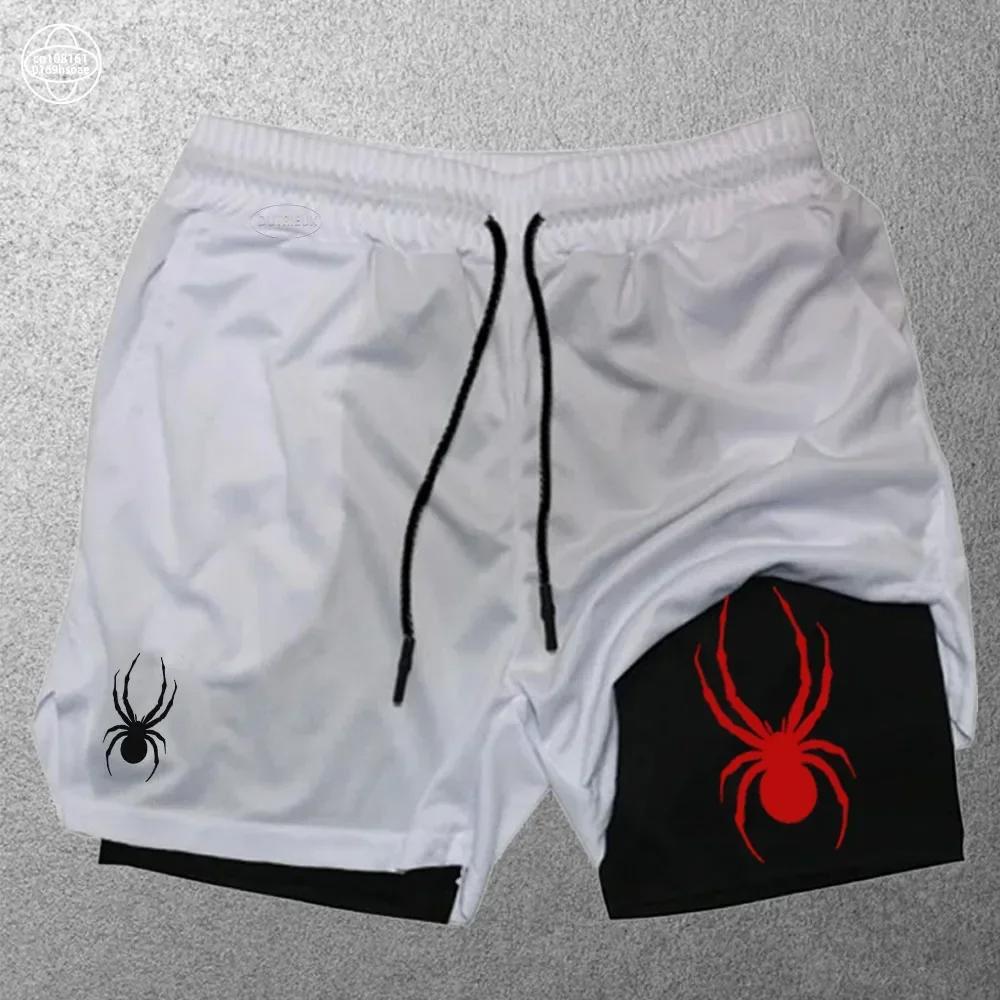 Muay Thai Kick Boxing MMA Shorts Spider Men Women Unisex Casual Sportswear Double Layer Quick Dry Breathable Training Sport Gym Fitness Workout