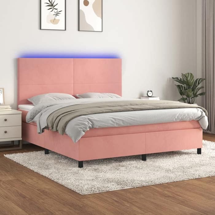 VidaXL Slatted Bed Base with LED Mattress, Upholstered Bed, Double Bed, Adult Bedroom Interior Bed, 3136016