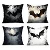 Halloween Retro Bat Design Cushions Pillowcase Polyester Cushion Cover Throw Pillow Sofa Decoration Pillowcover Home Car Decor