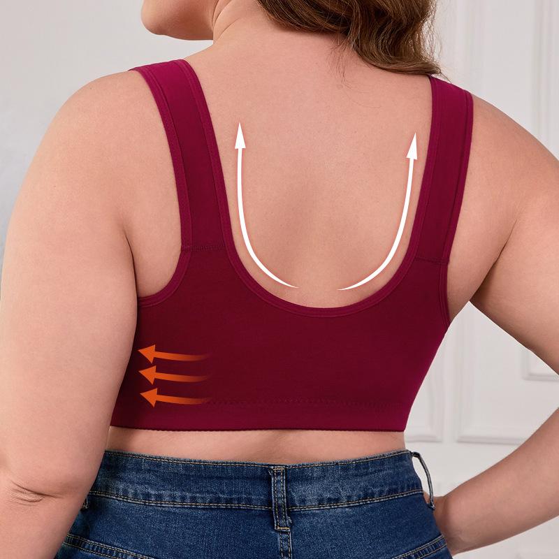 XL-7XL Front-closure Bra Plus Size Wirefree Vest Underwear Push Up Breathable Soft Bralette