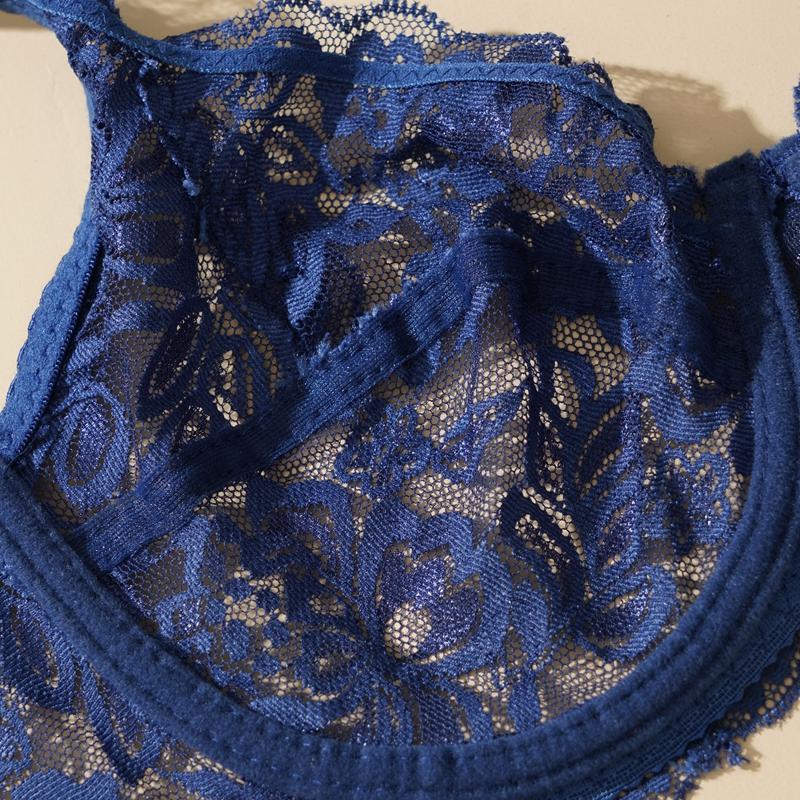 Sujetador ultrafino de talla grande sin relleno para mujer, lencería transparente sexy de una sola capa con encaje