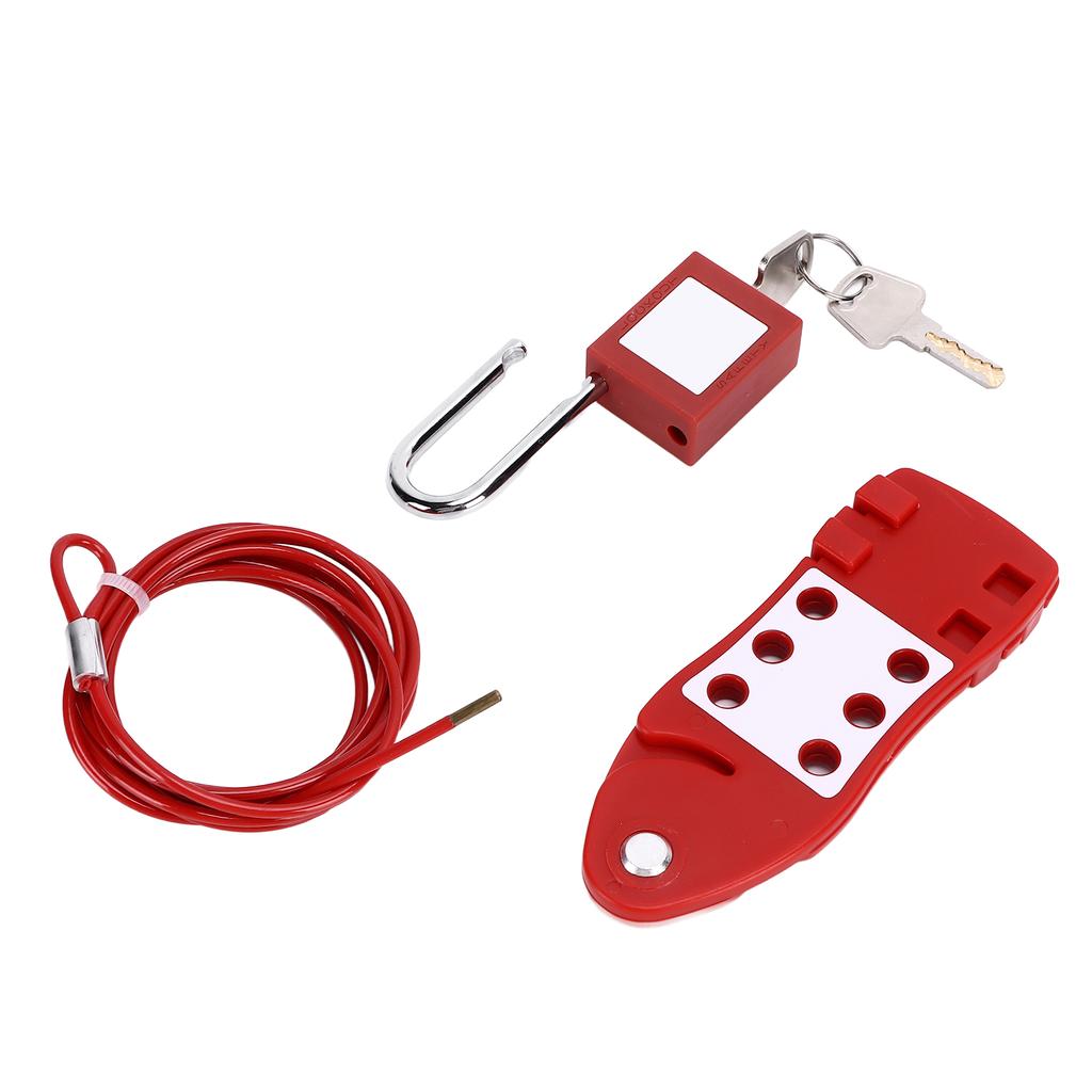 2m6.56ft Cable Lockout Fish Shaped Hasp 38mm Padlock Set Stainless Steel for Chemical Industry