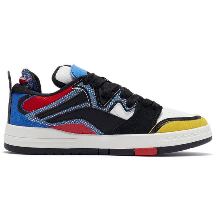 Li Ning Wave Pro Slip Resistant, Abrasion Resistant, Lightweight Low Top Skateboard Shoes Women's Black Red Yellow AECR044-3