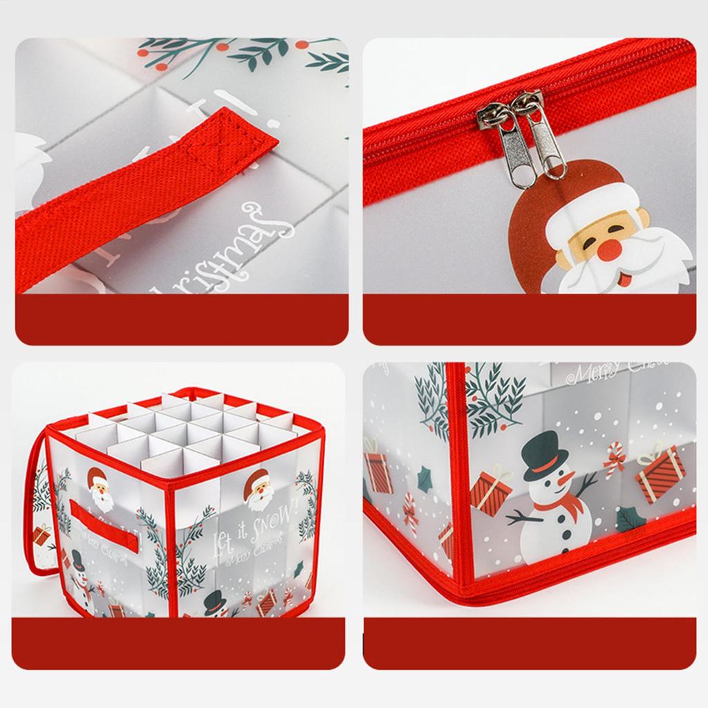 Christmas Ornament Storage Box Zippered Organizer Bins With Dividers 64 Christmas Balls Container For Holiday Home Basement