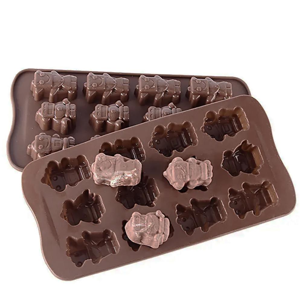 1Pcs Silicone Chocolate Mold Love Shell Star Lollipop Leaves Small Dinosaur Elliptical Robot Silicone Cake Mold Baking Equipment