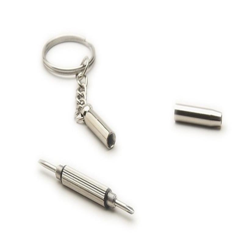 2 Pcs Portable Triple Multifunction Screwdriver Phillips Flathead Keychain Repair Mobile Phone Watch.