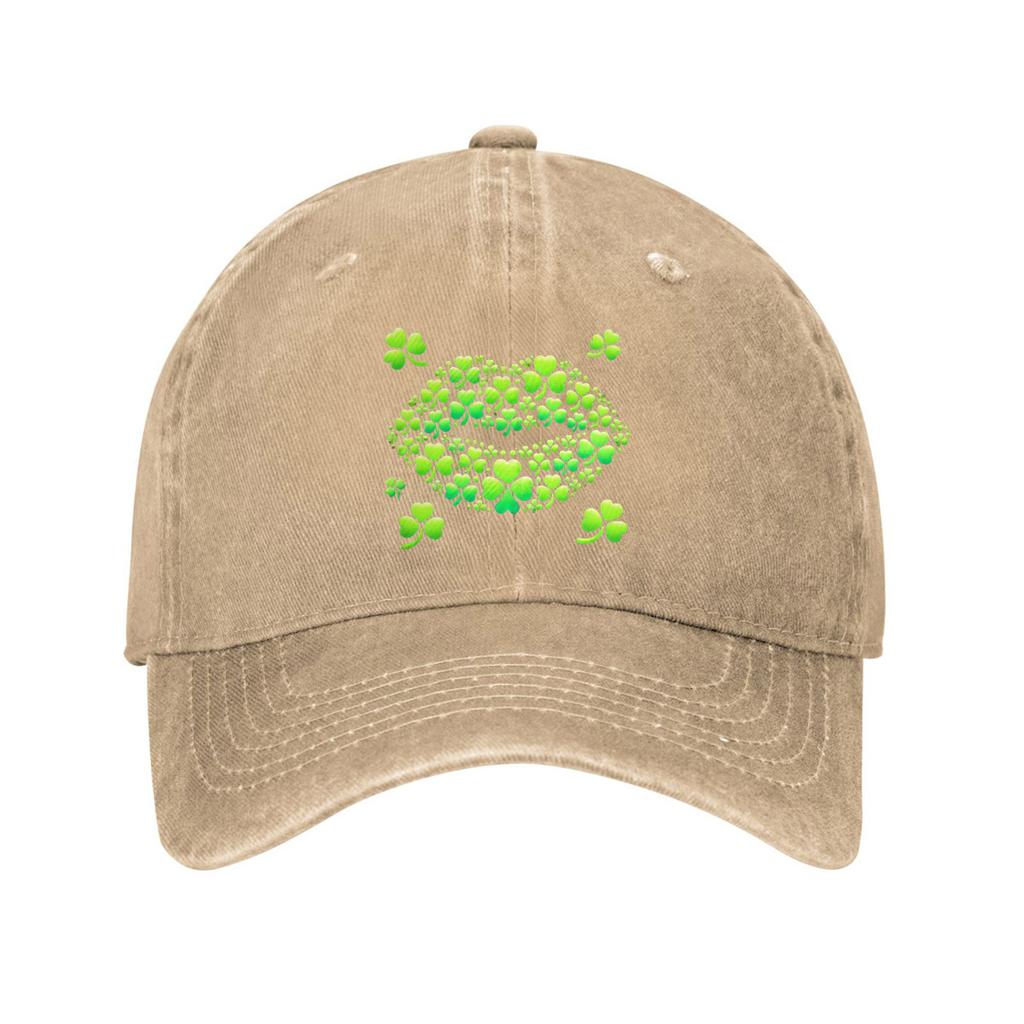 Shamrock Lips St Patricks Day Baseball Cap Adult Denim Cotton Adjustable Dad Hat Casual Outdoor