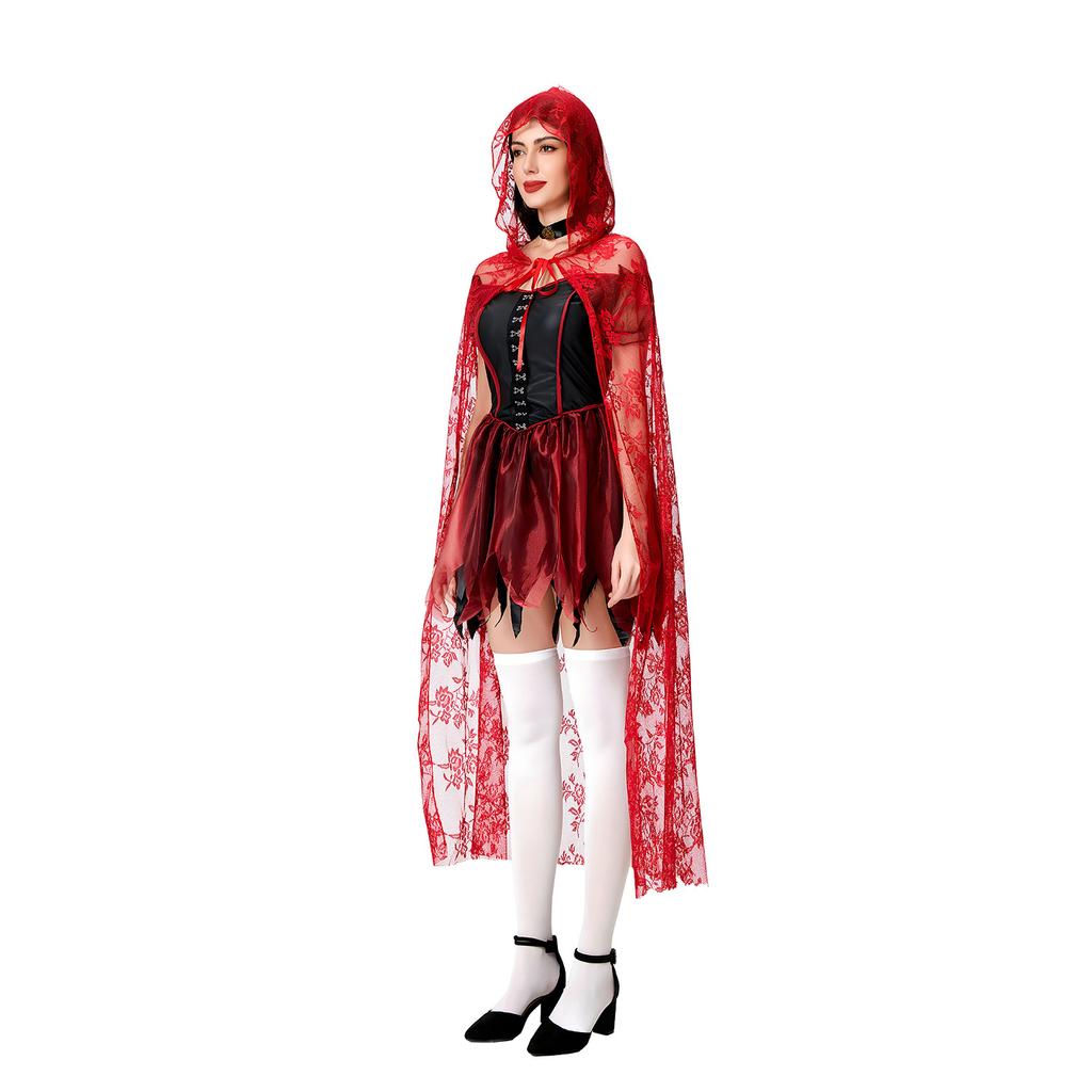 Halloween Costume Adult Female Cosplay Witch Costume Witch Vampire Sexy Shawl Cape Dress Female