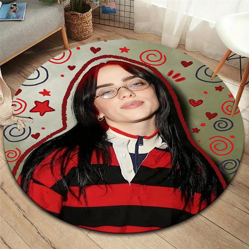 Billie Eilish Round Area Rug,Carpet Rug for Living Room Bedroom Sofa Playroom Decor,Non-slip Floor Mat