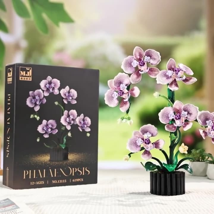 Phalaenopsis Building Blocks Orchid Eternal Flower Plant Cymbidium Model Assembled Brick Ornaments Toys For Home Decoration