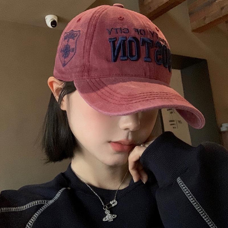 American Retro Baseball Cap, Spring and Summer Korean Embroidery,versatile and Eye-catching, Small and Wide Brim,duck Tongue Hat