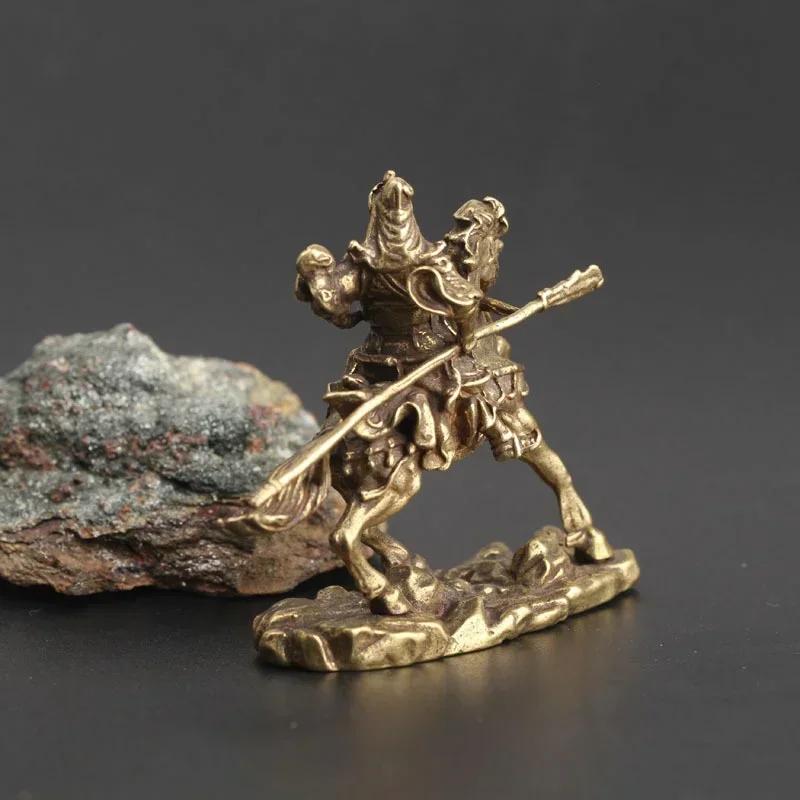 Creative Brass Chinese God of Wealth Riding Horse Guan Gong Statue Home Decoration Accessories Office Desk Decor Ornaments