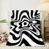 A Swirling Black and White Wave Pattern with a Distorted Star-like Center. for All Seasons Blanket Lunch Break Throw Gift
