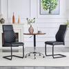 [Set of 2] Dining Chair In Black Diamond Pattern: High Backrest + Comfortable Seat Cushion, Black Metal Frame Non-Slip, for Restaurants Etc.